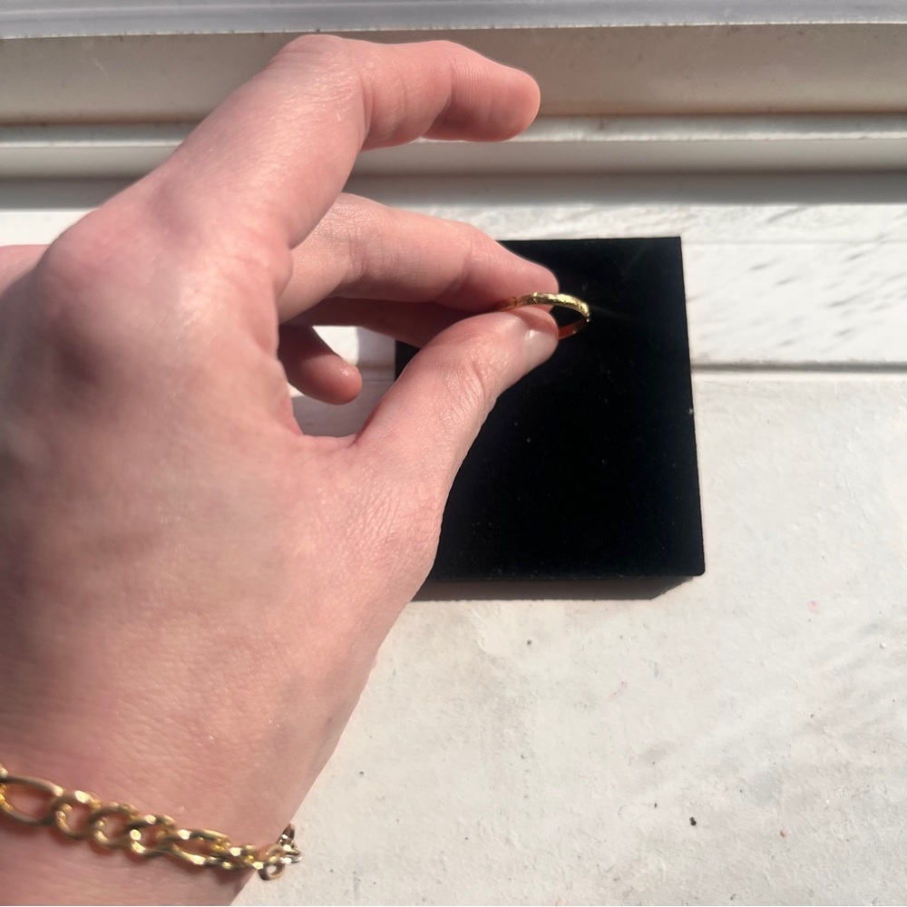 solid 18k italian yellow gold stackable ring simple dainty solid gold band ring - Picture 12 of 16